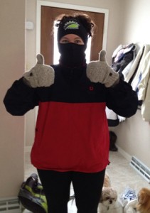 Me in full frigid running gear ready to brave the elements.